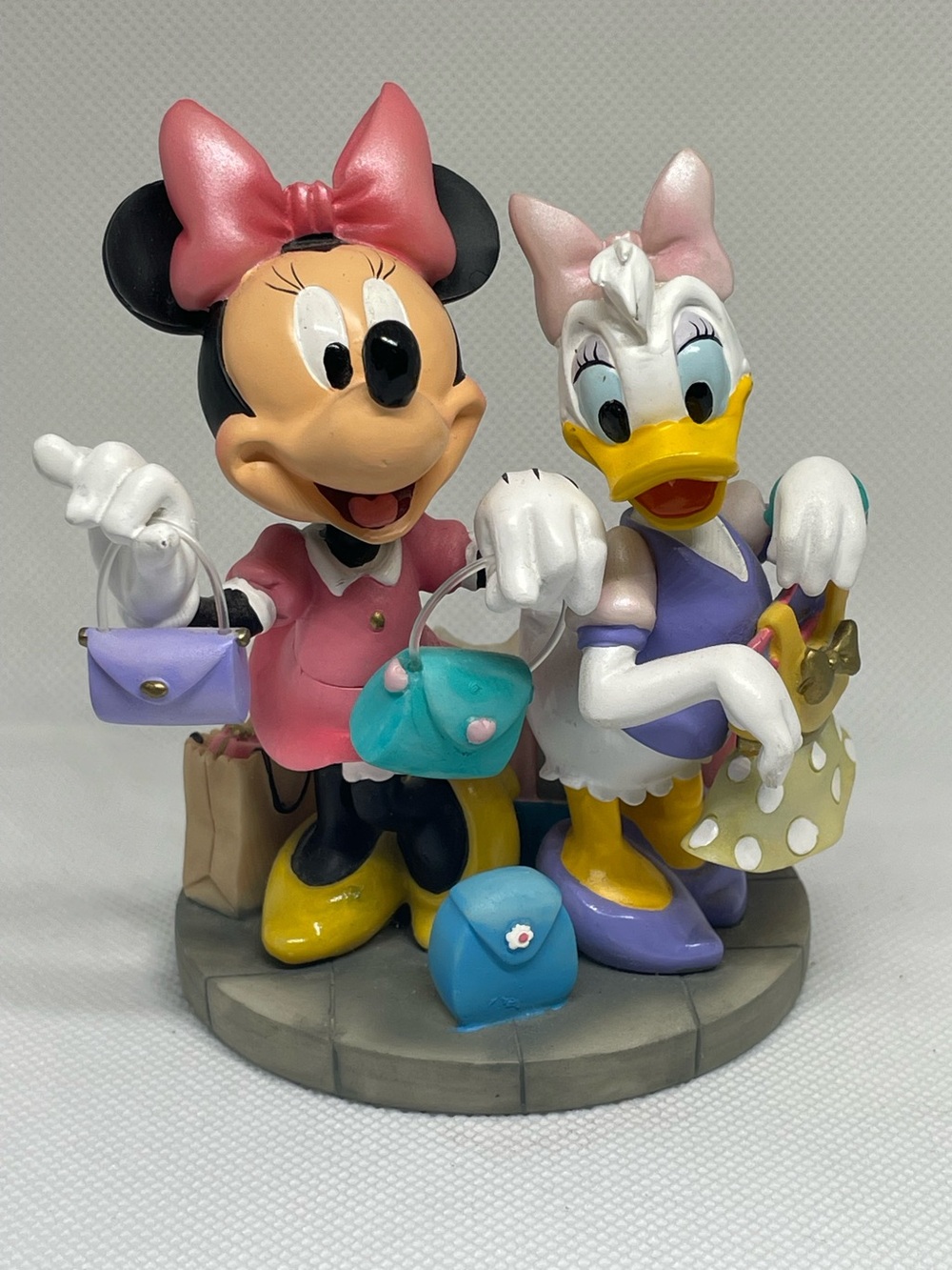 Vintage Disney Parks Minnie Mouse & Daisy Go Shopping Bobblehead Figurine NWT 4”